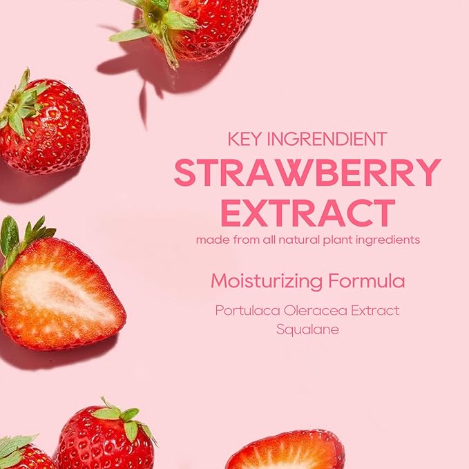 KYDA 3 Pcs Strawberry Lip Balm, Deep Hydrating Tinted Lip Balm, Reduce Fine Lines, Daily Lip Moisturizer for Dry Cracked Lips, with Real Strawberry Extract