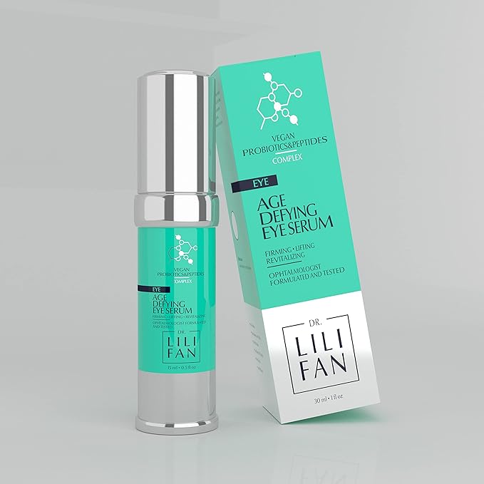 Dr Lili Fan Probiotic Age-Defying Eye Serum. Peptide Eye Serum for Fine Lines, Puffiness & Hydration. Vegan, Gentle for Sensitive Skin. 0.5 fl oz