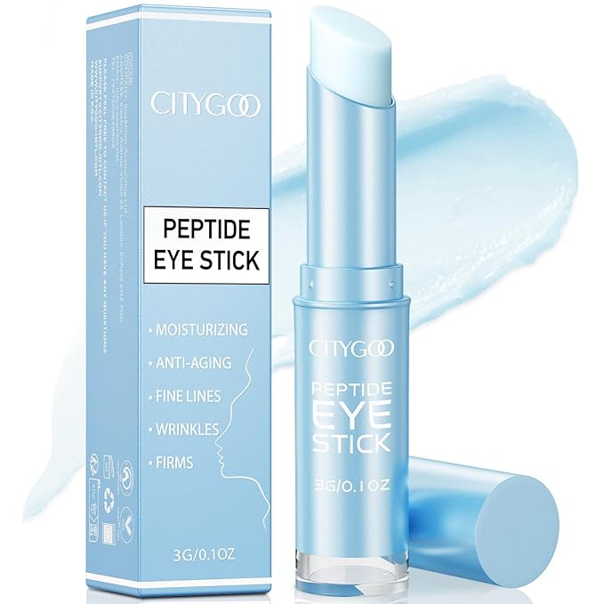 CITYGOO Peptide Under Eye Cream: Moisturizing Eye Stick Reduce Wrinkles Fine Lines for Women & Men (Peptide Crystal Blue Edition 3g)