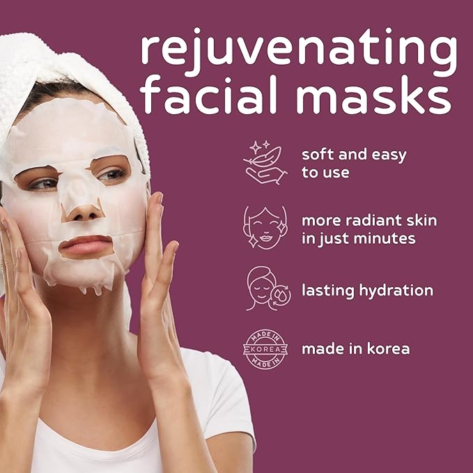 PB & JAY Purenature Facial Mask – Premium Quality Korean Sheet Mask for Smoother-Looking Skin – Korean Collagen Essence Renewal Facemask Sheet (Retinol)