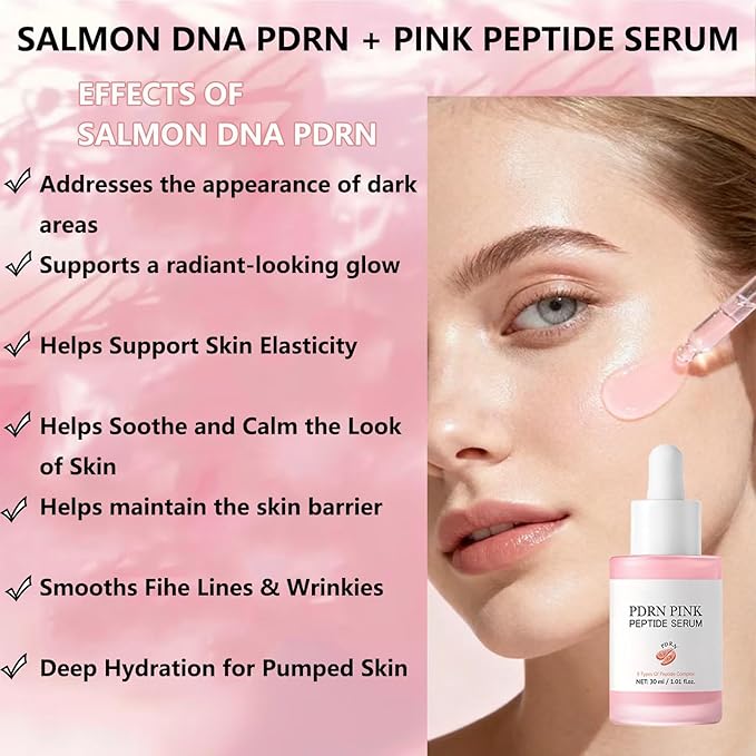 Salmon DNA Peptides Serum For Face, PDRN Serums with Niacinamide,5 Peptides Complex Designed to Support Skin Firmness, Elasticityn, Hydration Moisturizing, Uneven Skin Tone Korean Skincare