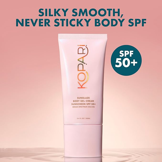 Kopari Sunglaze Body Gel Cream Sunscreen SPF 50+ | Broad-Spectrum Body Sunscreen with Hyaluronic Acid & Coconut Oil | Lightweight, Non-Greasy, Glowing Finish
