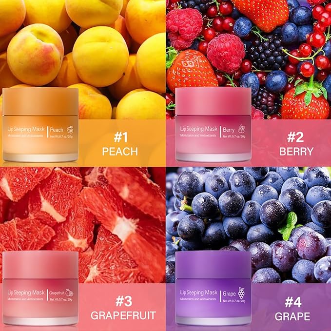 Sleeping Lip Mask, Long-Lasting Nourish & Hydrate Lip Mask, Lip Balm, Lip Skin Care, Hydrating Moisturizing Lip Night Sleep Care Lip Anti-chapped Lip Cream (04# Grape)