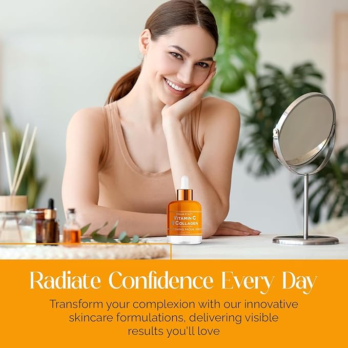 Bella Beauty Vitamin C Serum with Collagen - Reduces Dark Spots, Brightens Skin & Anti-Aging - Dermatologist Tested, Cruelty-Free Korean Skin Care for All Skin Types - 1.69 Fl. Oz (2 Pack)