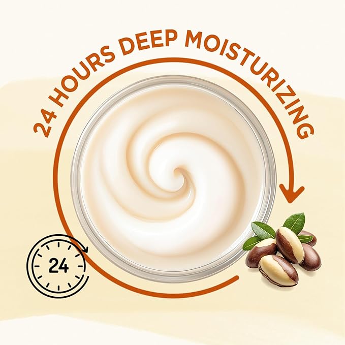 Brazil Nut Whipped Body Butter, Brazilian Body Butter Cream, Natural Whipped Shea Butter for Women Dry Skin, Gentle Hydration with Long Lasting Moisture 6.8 floz