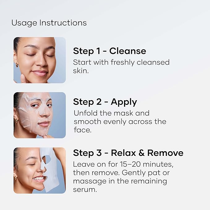 Cureskin Deep Nourish Hydrating Face Sheet Mask with Panthenol, Cica Extract & Oats Bran | Intense Moisture, Glow & Soothing Care | Pack of 3