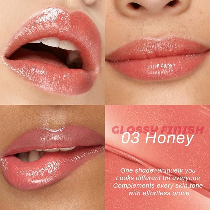 Honey Lipstick Tinted Lip Balm - Shine Moisturizing Lipstick for Women, Natural Nourishing Hydrating Lip Gloss Stain for Dry Lips, Tint Sheer Lightweight Makeup, Vegan - 2Pc Honey & Nude
