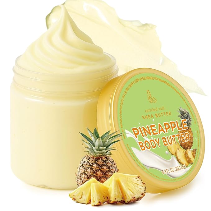 Pineapple Body Butter, Shea Body Butter for Women Dry Skin, Natural Pineapple Lotion for Body Care Smell Good-6.8 floz(200ml)