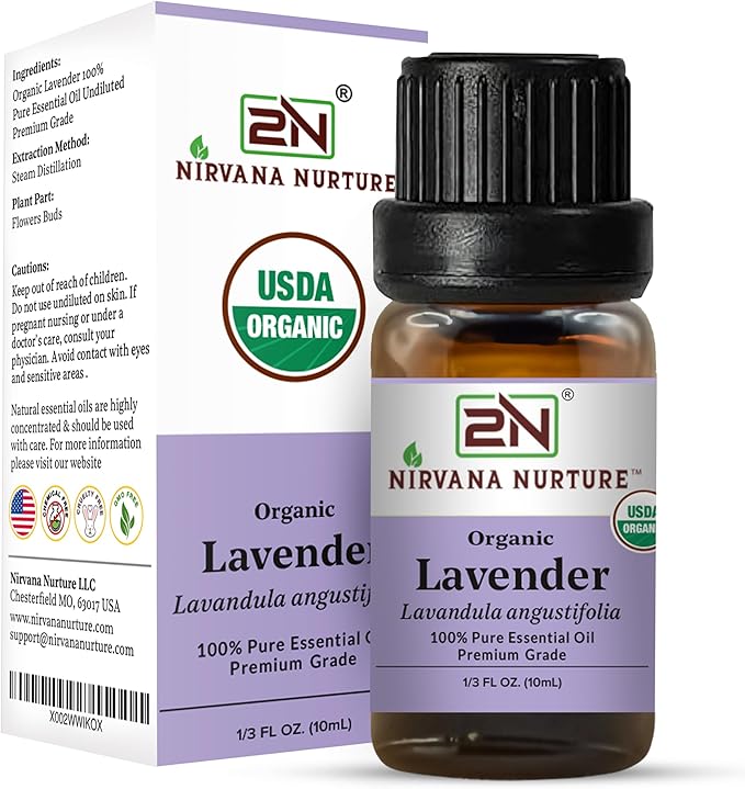 Lavender Essential Oil USDA Certified Organic, 100% Pure Natural Premium Grade, Undiluted- Aromatherapy Diffuser for Calm and Relaxation, Skin Care, Hair Care