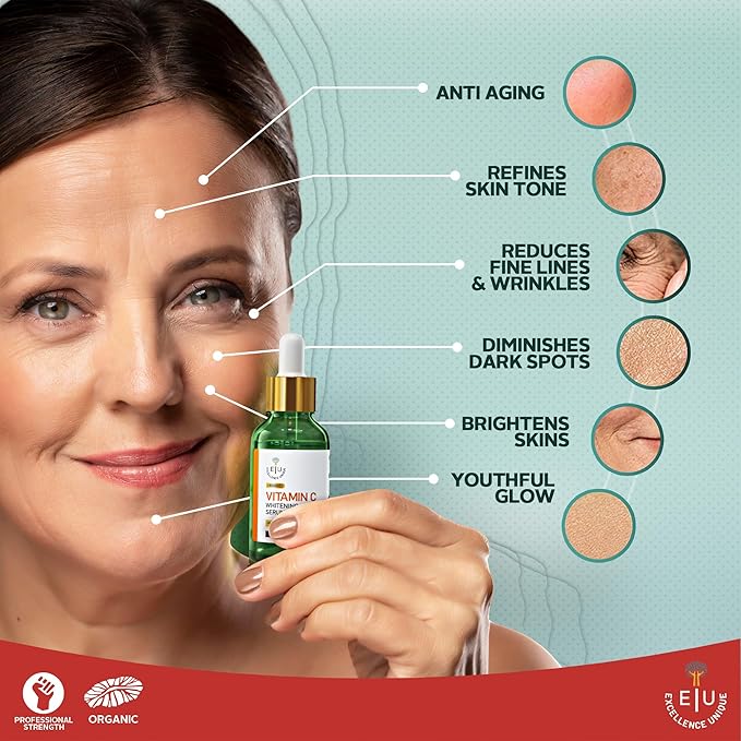 EU Pure Vitamin C Serum for Face - Vitamin C Serum - Anti-Aging - Brighten, Firm - Professional Strength, Organic, and Daily Moisturizer