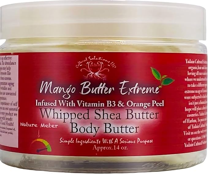 Mango Butter Extreme body Butter – 14 oz | Whipped Shea, Vitamin B3 & Orange Peel | Deep Moisture & Radiance