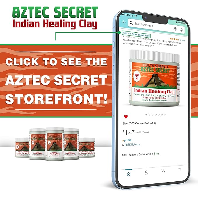Aztec Secret – Indian Healing Clay 16 Oz – Deep Pore Cleansing Facial & Body Mask – The Original 100% Natural Calcium Bentonite Clay – New Version 2