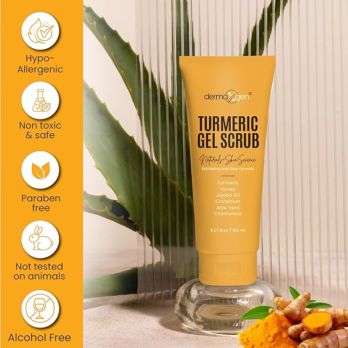 Turmeric Gel Scrub – Exfoliate, Brighten, and Refresh Your Skin with Turmeric. Achieve a Smooth, Radiant Complexion by Removing Dead Skin Cells and Impurities for a Natural Glow