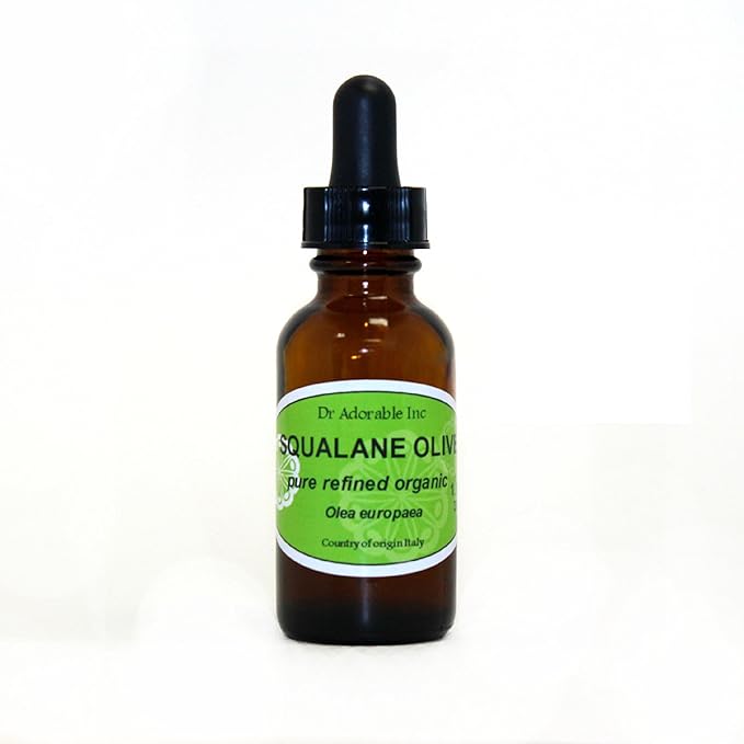 Dr Adorable - 1 oz with dropper - Squalane Olive - 100% Pure Natural Premium Organic Cold Pressed (Glass Bottle)
