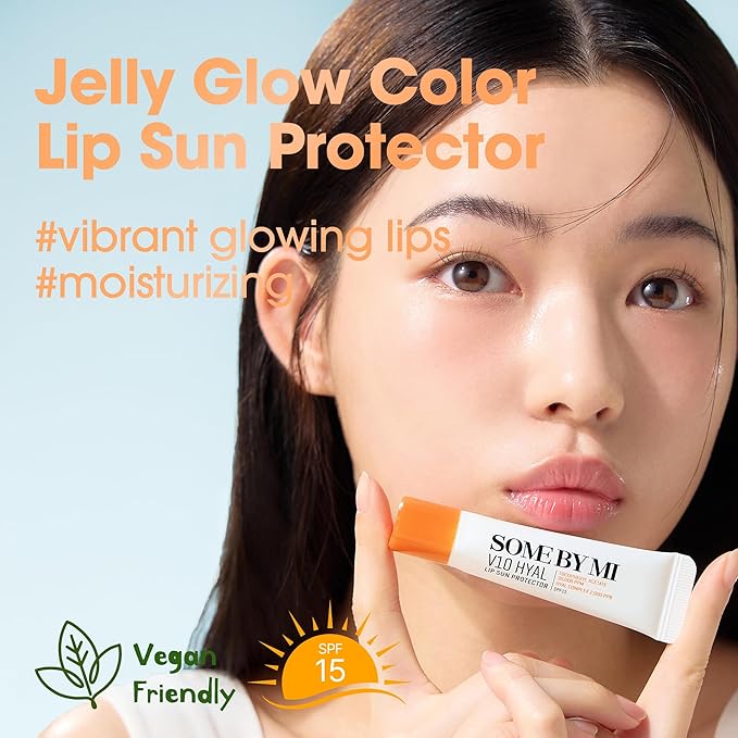 SOME BY MI V10 Hyal Lip Sun Protector Clear – Pack of 2, 0.46oz – Korean Tinted Glow SPF 15 Sunscreen Lip Balm for Dry & Sensitive Lips – Hydrating with Hyaluronic Acid & Vitamin E – Korean Skin Care