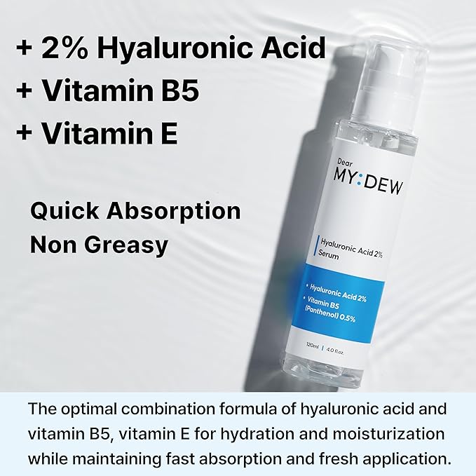 DearMYDEW 2% Hyaluronic Acid Serum with Vitamin B5, Hyalu B5 Intense Hydrating Serum for Face, Moisturizing, Anti-Aging for Fine Lines, Visibly Plumps Skin, Fast Absorbing, Korean Skincare, 4Fl Oz