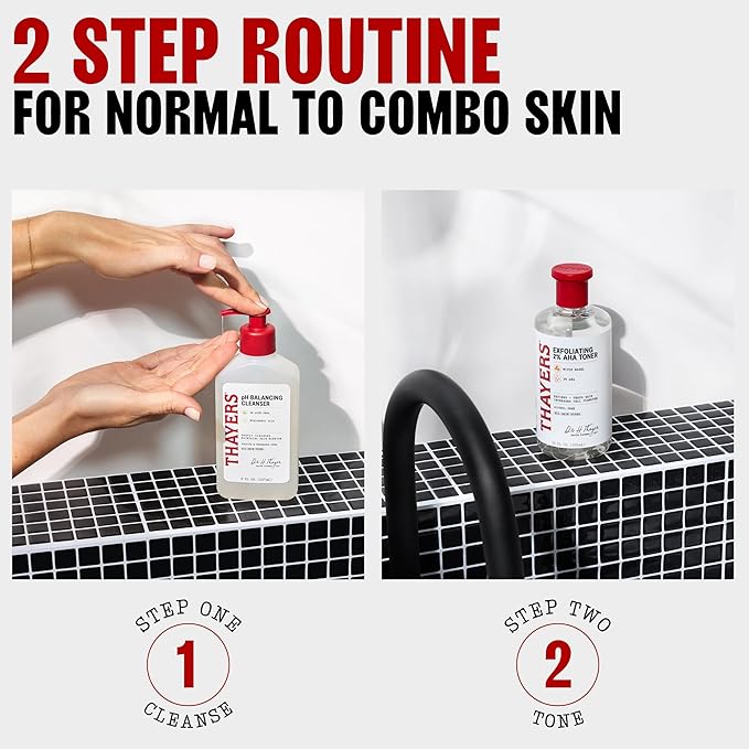 Thayers 2% AHA Exfoliating and Brightening Toner with Glycolic Acid, Lactic Acid and Witch Hazel, Smoothing and Pore Refining Skin Care for All Skin Types, 12 Fl Oz