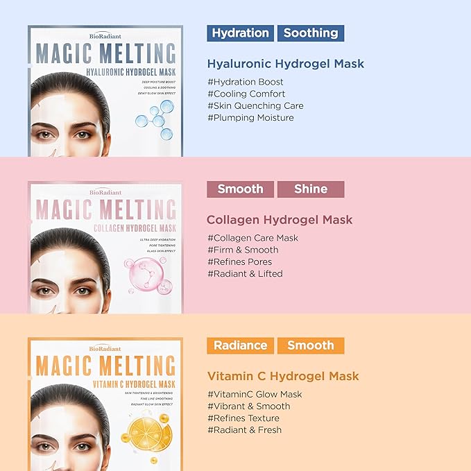 Hyaluronic Acid Hydrogel Face Mask – Deep Hydration, Pore Refining & Anti-Aging Wrinkle Care – Dermatologist Tested Korean Skin Care – Vegan, Cruelty-Free, Clean Beauty – Pack of 6