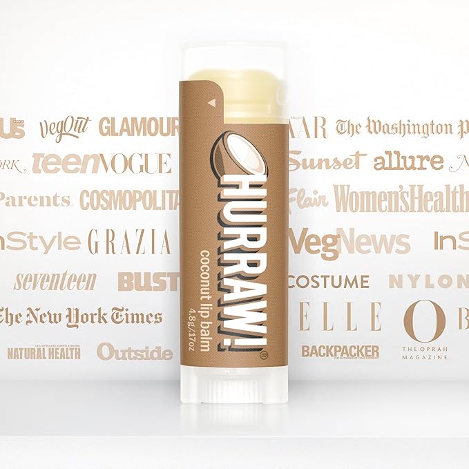 Hurraw! Coconut Lip Balm, 2 Pack: Organic, Certified Vegan, Cruelty and Gluten Free. Non-GMO, 100% Natural Ingredients. Bee, Shea, Soy and Palm Free. Made in USA