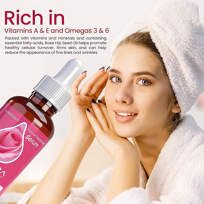 Sierra Naturals Rosehip Oil for Face, Rosehip Seed Oil, Benefits for Skin Great for Beauty Anti-Oxidant Anti-Aging Serum with Vitamin E Oil, 1oz
