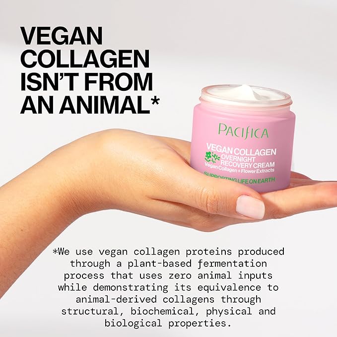 Pacifica Night Face Cream - Vegan Collagen Overnight Recovery Cream, Nighttime Face Cream for Anti-Aging & Wrinkles, Improves Dry Skin & Redness Vegan, Clean Beauty, Dermatologist Tested