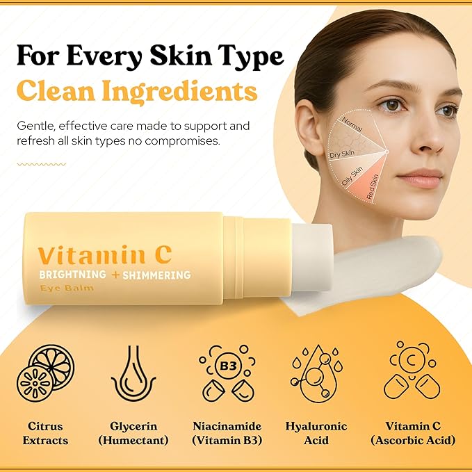 Bella Bliss Vitamin C Eye Balm Stick – Lightweight Under Eye Cream for Puffiness, Dark Circles & Wrinkles – Made in Korea – 0.35 oz / 10 g – Pack of 2