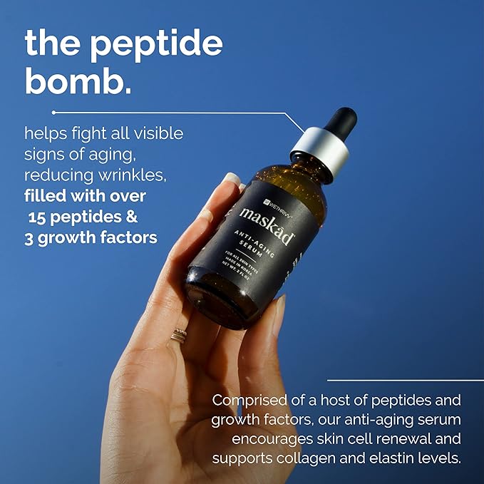 MASKĀD® K-Beauty Anti-Aging Peptide Serum for Face - Korean Skincare Growth Factor Serum for Wrinkles, Fine Lines - Hydrating Glow - Clean Beauty, Sensitive Skin - XL 2oz