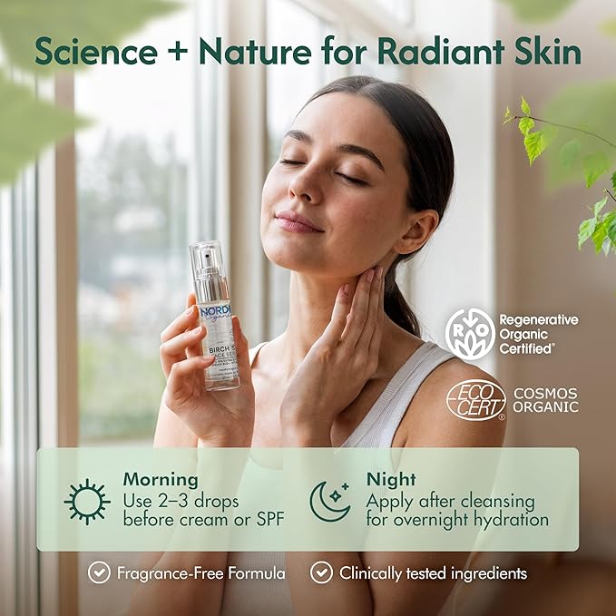 Birch Sap Face Mist – COSMOS Certified Organic Formula with Hyaluronic Acid & Chaga Mushroom, Fragrance Free, Made in Finland 3.38 oz (100 ml), 1 Bottle