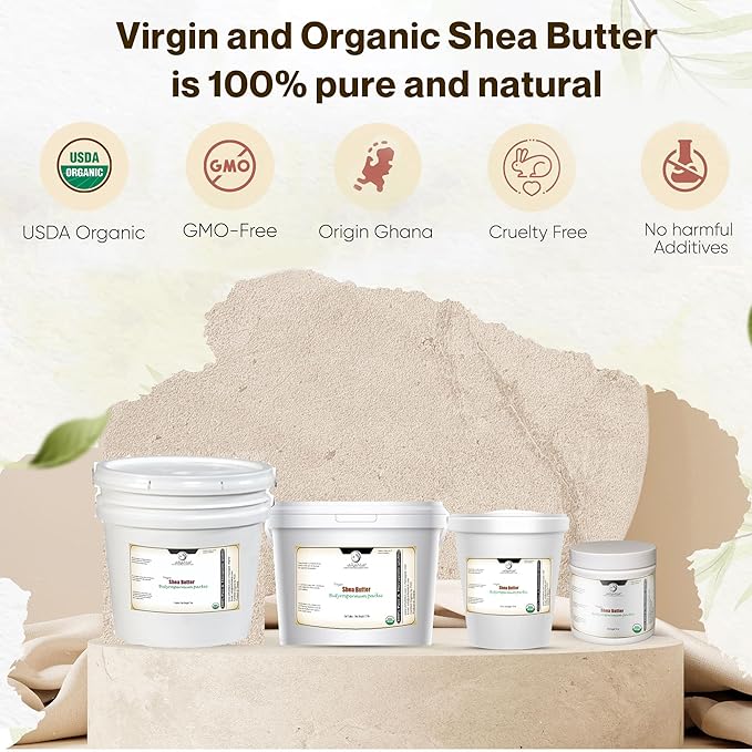 uh*Roh*Muh Shea Butter (Virgin) (Organic - USDA Certified) (Ghana) (Net Wt:1.6Kg/3.5lb) (Pack of 1)