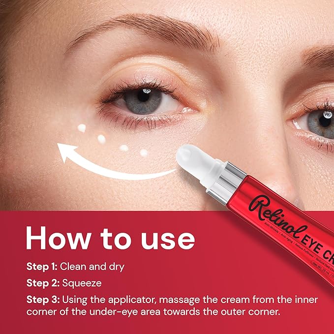 Retinol Eye Cream Anti Aging: Under Eye Wrinkle Repair for Women - Instant Tightening & Smoothing Eye Contour Fine Lines - Reduces Dark Circles, Puffiness, Eye Bags, 0.85 fl.oz