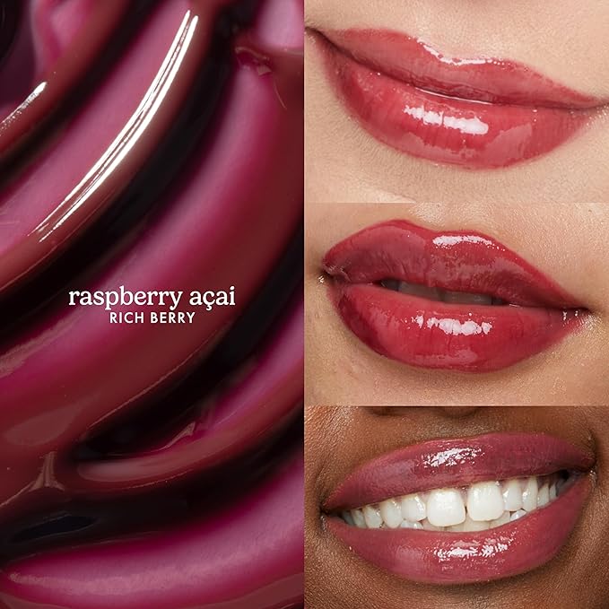 ESW Beauty Raspberry Acai Smoothie Lip Treatment - Rich Berry Tint with Shea Butter, Vitamin E, Raspberry & Acai for Deep Nourishment & Enhanced Protection