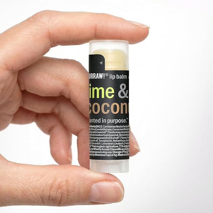 Hurraw! Lime & Coconut Combo Lip Balm: Organic, Certified Vegan, Cruelty and Gluten Free. Non-GMO, 100% Natural Ingredients. Bee, Shea, Soy and Palm Free. Made in USA