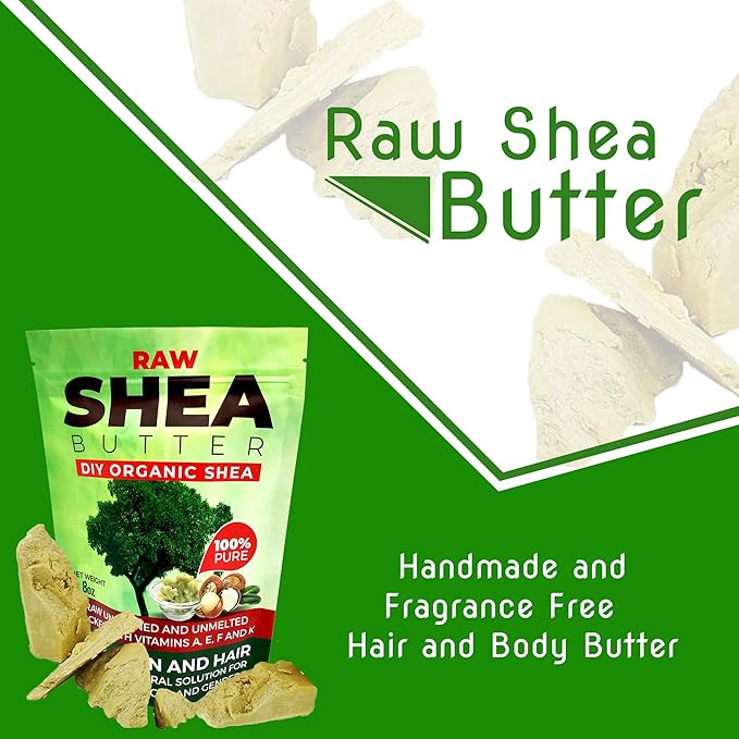 Organic Raw Shea Butter - 8 oz Unrefined, Pure, 100% Natural, Handmade and Fragrance Free | Hair and Body Butter …