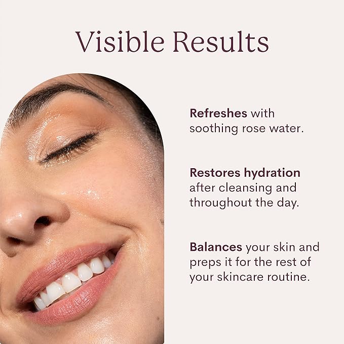 Rosewater Toner | 100% Vegan & Cruelty Free | Hydrating Rose Water Spray Mist | Alcohol Free | Refreshing Facial Toner for All Skin Types | Rose and Shine by Fleur & Bee - 3.4 fl oz