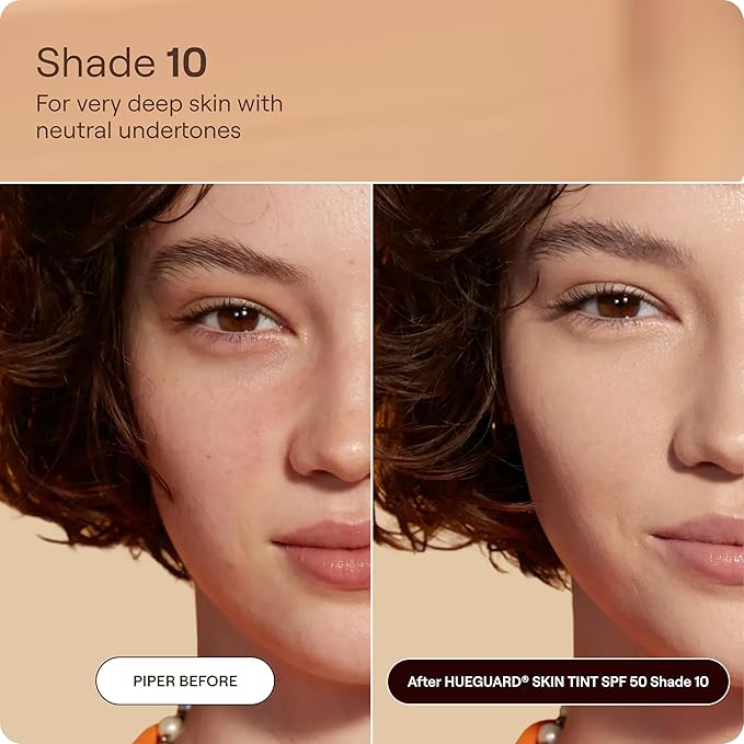 Live Tinted Hueguard Skin Tint SPF 50 - Tinted Mineral Sunscreen with Light-Medium Buildable Coverage With a Hydrating and Radiant Finish - Water and Sweat Resistant, 1.35 fl oz - Shade 10