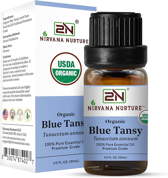 Blue Tansy Essential Oil, USDA Certified Organic, 100% Pure Undiluted, Aromatherapy Oil for Diffuser, Hair & Skin Care