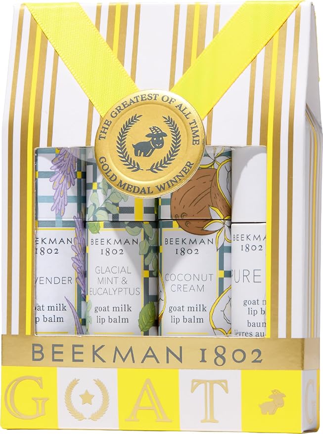 Beekman 1802 Goat Milk Lip Balm – Moisturizing Lip Balm for Dry, Chapped Lips – Sensitive Skin Safe – Assorted Scents – 0.15 oz (Pack of 4)