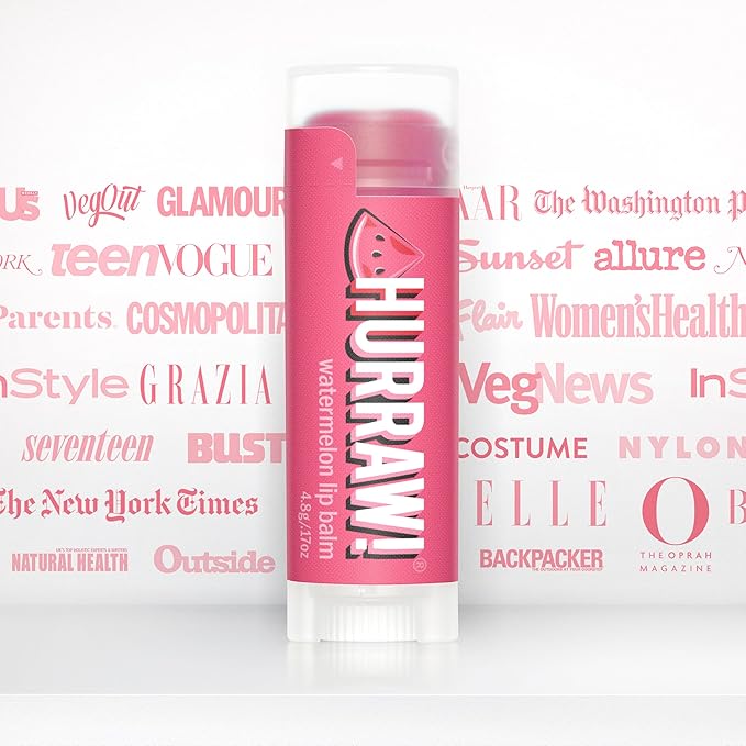 Hurraw! Watermelon Lip Balm: Organic, Certified Vegan, Cruelty and Gluten Free. Non-GMO, 100% Natural Ingredients. Bee, Shea, Soy and Palm Free. Made in USA