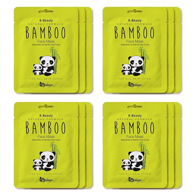 Saplaya Face Masks 12 Pack Scented Facemask Sheets Skin Care Mask Single Scent K-Beauty Natural Formula(Bamboo 12 Pack)