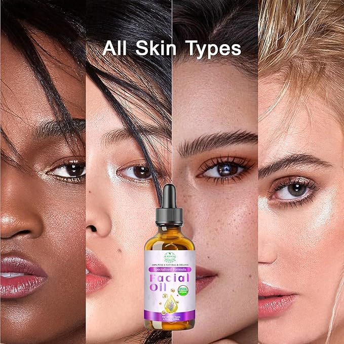 Lavender Oil for Face, Organic Facial Oils with Rosehip, Vitamin E, Frankincense & Pomegranate, USDA Certified Cold Pressed 100% Natural Anti-Aging for Moisturizing, Brightening - 4oz / 120ml