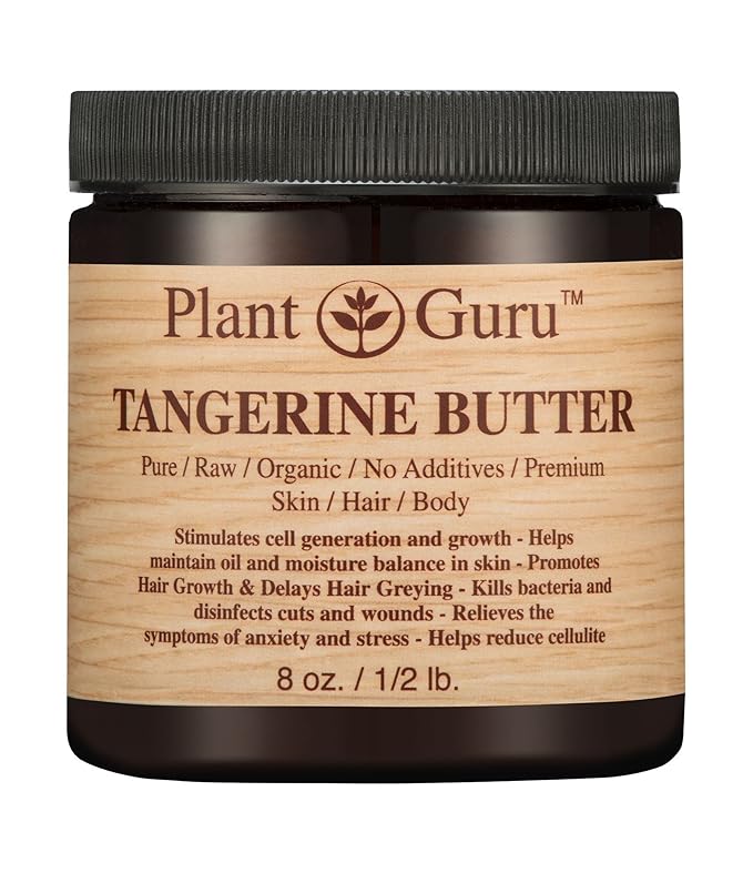 Tangerine Body Butter 8 oz. 100% Pure Raw Fresh Natural Cold Pressed. Skin Body and Hair Moisturizer, DIY Creams, Balms, Lotions, Soaps.