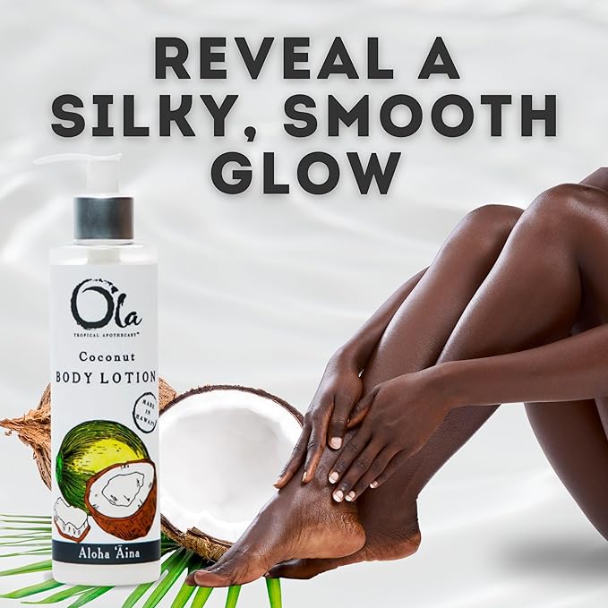 OLA TROPICAL APOTHECARY Coconut Body Lotion – Natural Hydrating Coconut Moisturizer with Tropical Oils & Plant Extracts – Paraben‑Free for Dry Skin – 8.45 fl oz