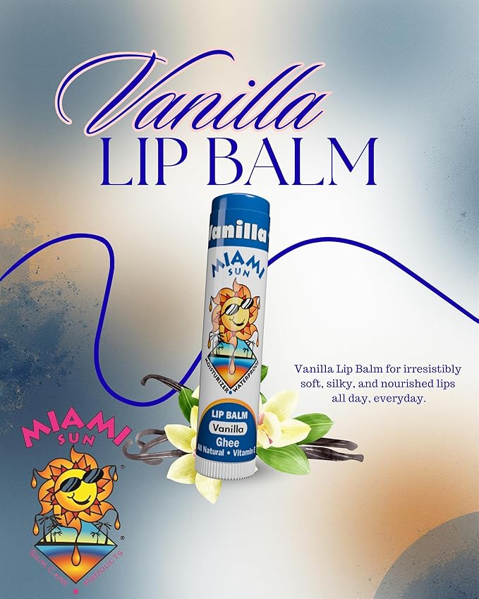 Natural Ghee, Vanilla Flavor Lip Balm, Hydrating Lip Treatment with Avocado Oil & Organic Coconut Oil, Non-Toxic, Best for Dry, Chapped Lips - Moisturizing, Healing, Chemical-Free (2 pcs)
