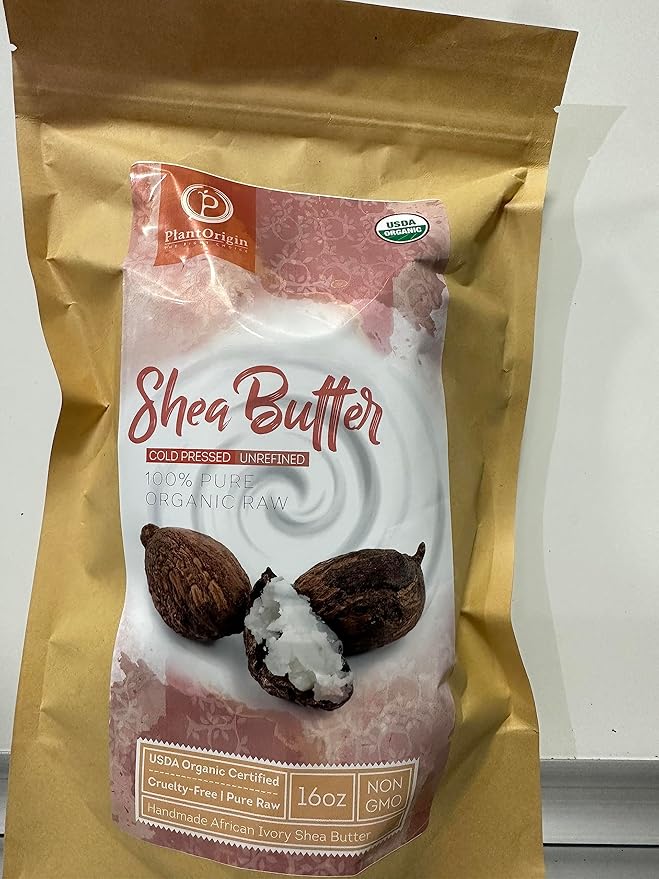 Shea Butter 1 lb | Raw USDA Certified Organic | African Unrefined | Great for Hair, Skin, and your DIY Projects | Soap Making Base, Lip Balm, Stretch Mark Cream.