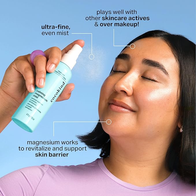Cocokind Calming Magnesium Mist, Hydrating Facial Spray to Reduce Visible Redness, Clarifying Face Mist for Breakout-Prone Skin, Moisture Barrier Support, (4 fl oz, 1 Pack)