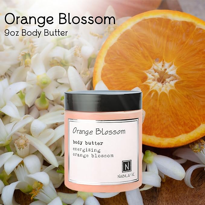 Nabila K Body Butter - Daily Moisturizer for Body Care - Skin Hydrating Deep Moisturizing - Natural Ingredients - Orange Blossom - 9 oz