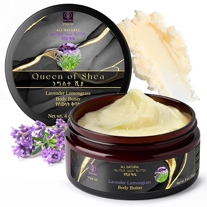 African Shea Butter Raw Organic Shea Butter for Skin 4 Oz Lavender Lemongrass – USDA Organic Certified All-Natural Moisturizer for Face, Hair and Body Care, Suitable for All Skin Types