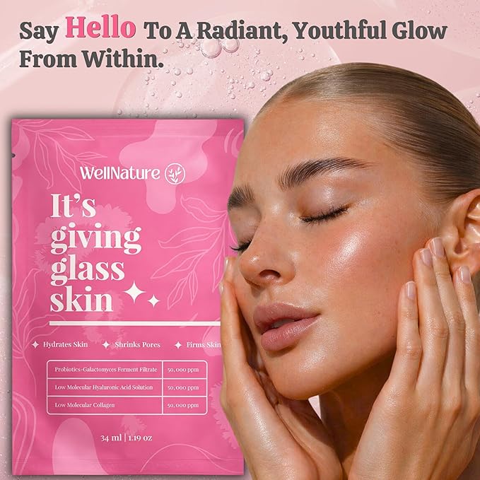 Wellnature™ The Original Overnight Real Deep Mask - It's Giving Glass Skin Hydrating Hydrogel Turns Transparent Sleep Mask Bio-Collagen Oligo-Hyaluronic Acid, Skincare Gift, Pack of 4