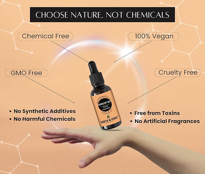 Earth N Pure Apricot Oil (Khumani Oil) Cold Pressed, Natural and Therapeutic Grade 15 ml