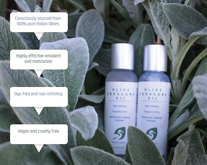 White Egret Olive Squalane Oil with Non-Irritating and Fragrance Free Attributes That Moisturizes and Removes Makeup, 2 fl. oz